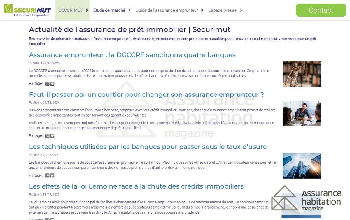 Capture : SECURIMUT : Leader du changement d'assurance emprunteur